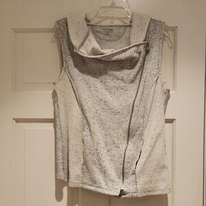 CALVIN KLEIN Performance Gray knit Sleeveless Vest With Hood Diagonal Zipper